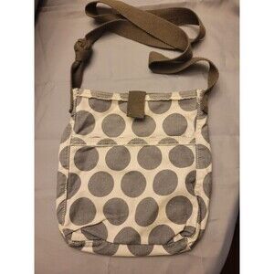 Thirty-One Retro Metro Polka dot Gray w/frayed edges (retired)